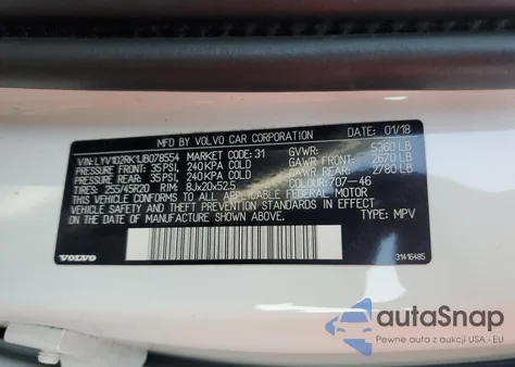 2018 Volvo Xc60 T5 из США, поврежденный, VIN LYV102RK1JB078554